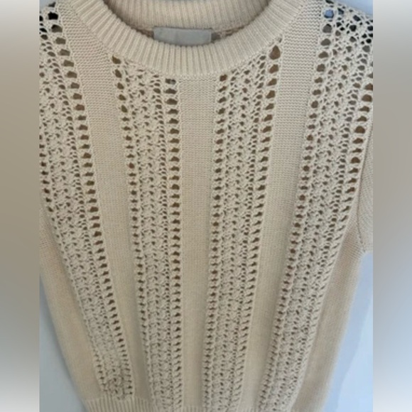 Industry Republic Clothing 100% Cotton Short Sleeve Pointelle Sweater Cream Med - Picture 6 of 8